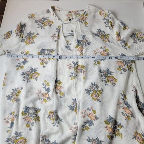 FREE People Tunic Mini Dress White Floral Long Sleeves Pockets Boho XS NWOT - Picture 12 of 15